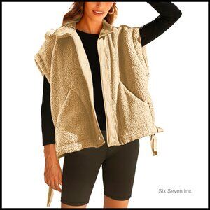 Women's Tan Sherpa Vest